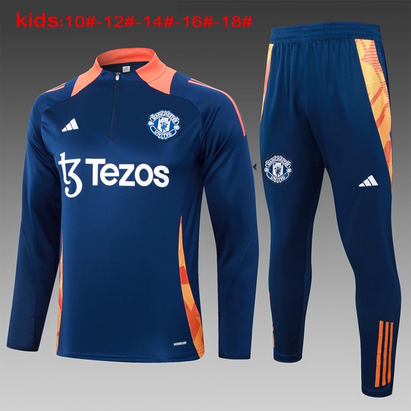 Niños Sudadera De Training Manchester United 2024/2025 Azul Naranja 3